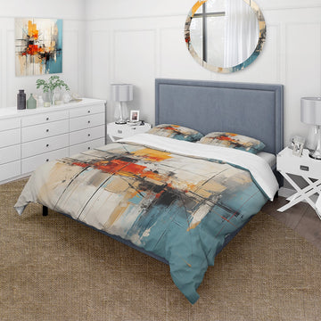 Teal Orange Bold Energy IV - Duvet Cover Set